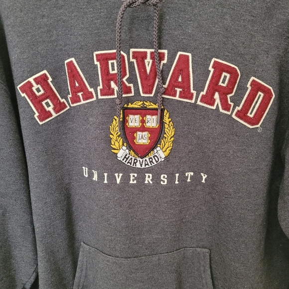 CHAMPION Harvard Hoodie Size M Gray Sweatshirt Academia Preppy Collegiate - Picture 3 of 12